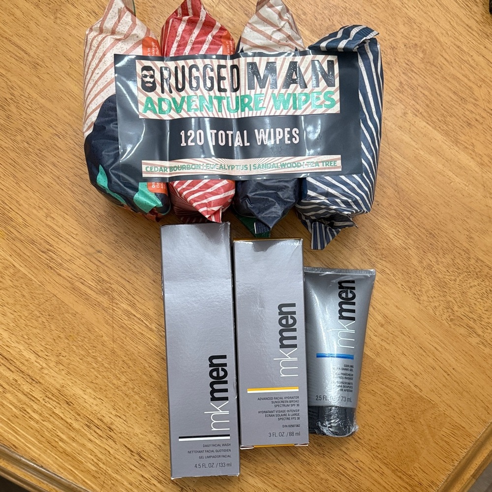 Rugged Man Adventure Wipes + MK Men Skincare Set